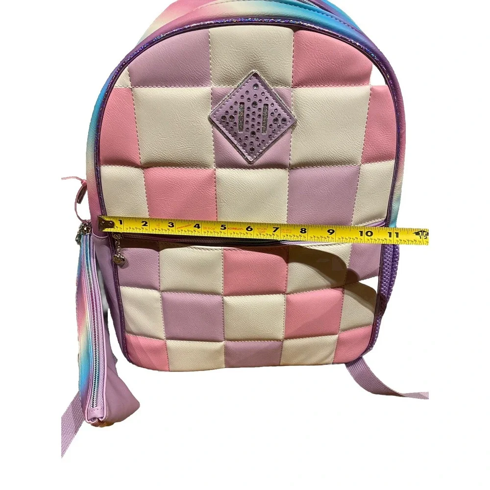 Miss Gwen's‎ OMG pink/purple Checkboard backpack with Heart pencil pouch
